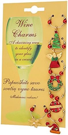 SlimArmor(TM) 1Set Christmas Wine Glass Decoration Charms Party New Year Cup ring Table Decorations Xmas Pendants Metal Ring Decor [Gold ]