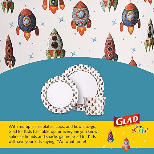 Glad for Kids Rocket Ship 12 Fl Oz Paper Snack Bowls with Lids, 20