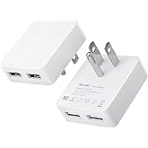 Nekmit Dual Port Ultra Thin Flat USB Wall Charger with Smart IC, 2 Pack
