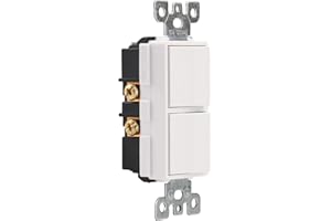 Wengart Duplex Rocker Combination Decorator Switch,120VAC 15Amp,Ground Terminal,Residential/Commercial Grade,2 Individual Switches,UL Listed,Pack of 1,White