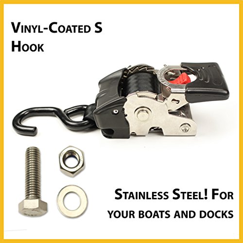 2 Quick n Easy AutoRetract Marine Strap Transom Tie Downs 2 Stainless