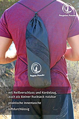 Penguin-Poncho-Surf-Poncho-mit-Kapuze-Bauchtasche-und-Tragebeutel-Bademantel-Umkleide-und-Badetuch-Umkleidehilfe-Einheitsgre-S-XL-fr-Damen-und-Herren-blau-und-grau