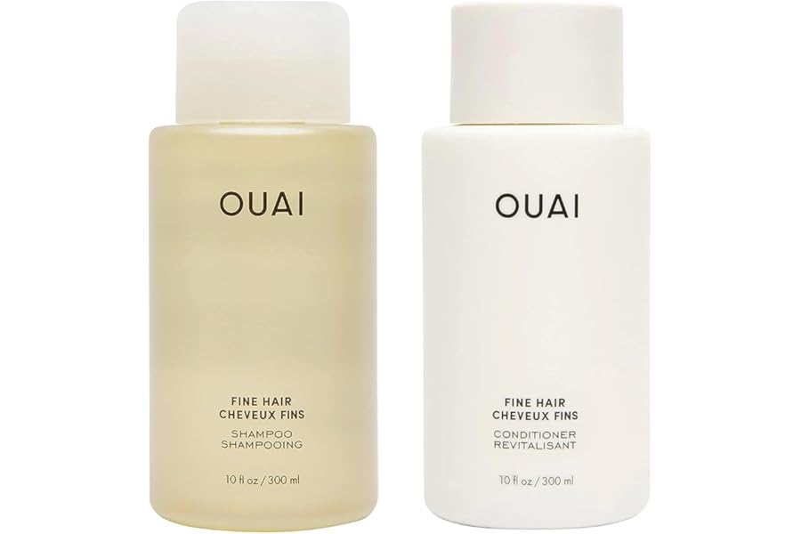 OUAI Fine Shampoo and Conditioner Set – Sulfate Free Shampoo and Conditioner for Women & Men – Made with Keratin, Marshmallow Root, Shea Butter & Avocado Oil – Free of Parabens & Phthalates (10 Fl Oz)