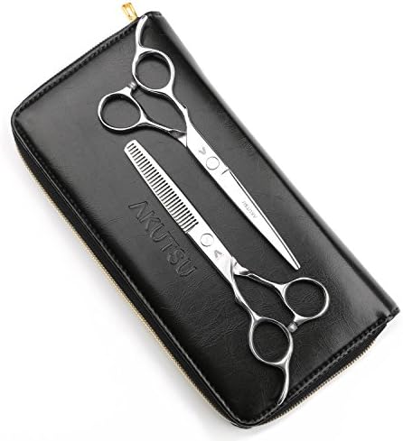 AKUTSU Salon Barber Stainless Steel 6" Left Handed Hair Cutting Thinning / Texturizing Scissors / Shears Set