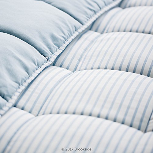 BROOKSIDE Striped Chambray Comforter Set - Includes 1 Pillow Sham - Reversible - Down Alternative - Hypoallergenic - All Season - Box Stitched Design - Twin - Calm Sea Blue