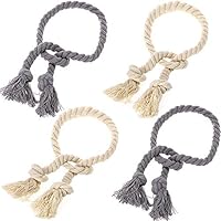 Glitterymall 4 Pack Cotton Window Curtain Ties Tiebacks Handmade Curtain Decorative Holdbacks Tieback (Beige Grey Mix)