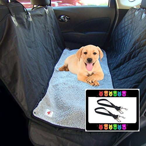 Ultimate Pet Seat Cover and Dog Hammock Features Washable Fleece Mat, Mesh Window and Metal Buckles - 5-Piece Set