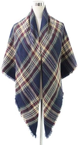 StockVic Womens Tassels Soft Plaid Tartan Scarf Winter Large Oversized Blanket Wrap Shawl Poncho