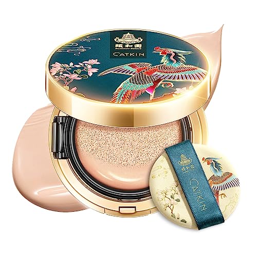 CATKIN Cushion Makeup Foundation, Lightweight and Durable Formula, Anti-Aging, Natural Effect, 7 in 1 Herbal Extracts, Transparent Satin Finish, Refills Included, 13g*2