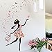 Alrens 51 x 68 Inch Butterfly DIY Wall Sticker Decor Fairy Flower Girl Wall Decal Art Vintage Wall Decals for Kids Wedding Room Home Bedroom Living Room Decoration