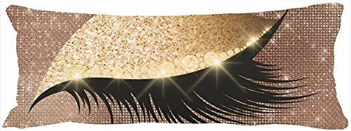 Custom Body Pillows Diamond Eye Make Up Gold Glitter Pink Brush Rose Unique Design Home Decor Pillow Case Cover 20-Inch x 54-Inch Decorative Sofa Cotton Cushion Pillowcases