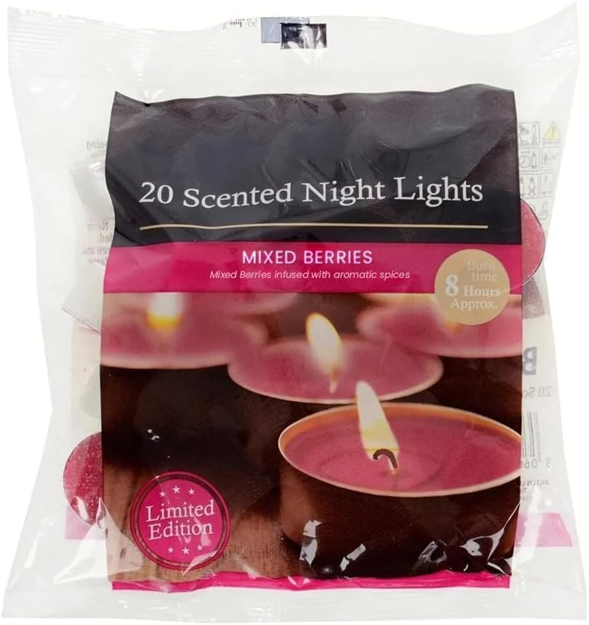 Scented and Unscented Tealight Candle Packs - Available in Multiple Refreshing and Soothing Fragrances | 8Hr Long Lasting Burn Time | Home Decorative Accessory (Mixed Berries)