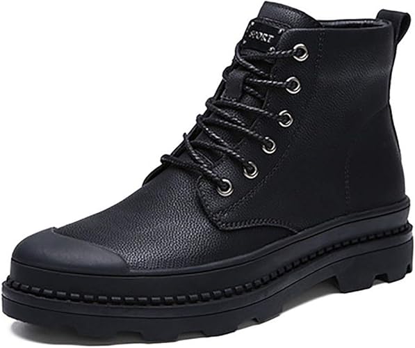 black leather non slip boots