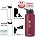 The Flow Insulated Water Bottle Large 32oz Stainless Steel Hydro Vacuum Flask With Wide Mouth Straw Lid, Coffee Flip Lid and Carabiner, Double Wall Sports Travel Tumbler (Red, 1L)