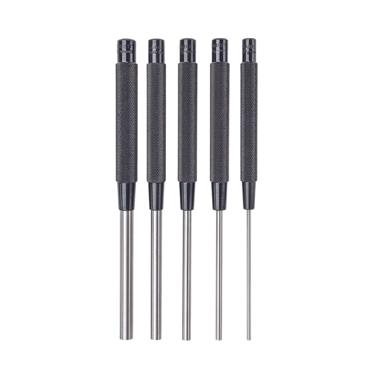 Starrett S248 Extended Length Drive Pin Punch Set, 1/8"-3/8" Pin Diameters, 8" Overall Length, 3-1/2" Pin Length, In Red Cardboard Box