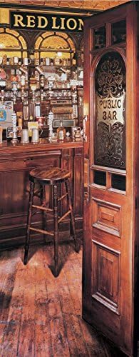 Photo Wall Mural Door Wallpaper- RED LION PUB -NON-WOWEN – 36”x79”-90x200cm- in 2 Strips digital print-Sea Ocean Forest Flowers City Map Paris London America Stones Panorama-19610