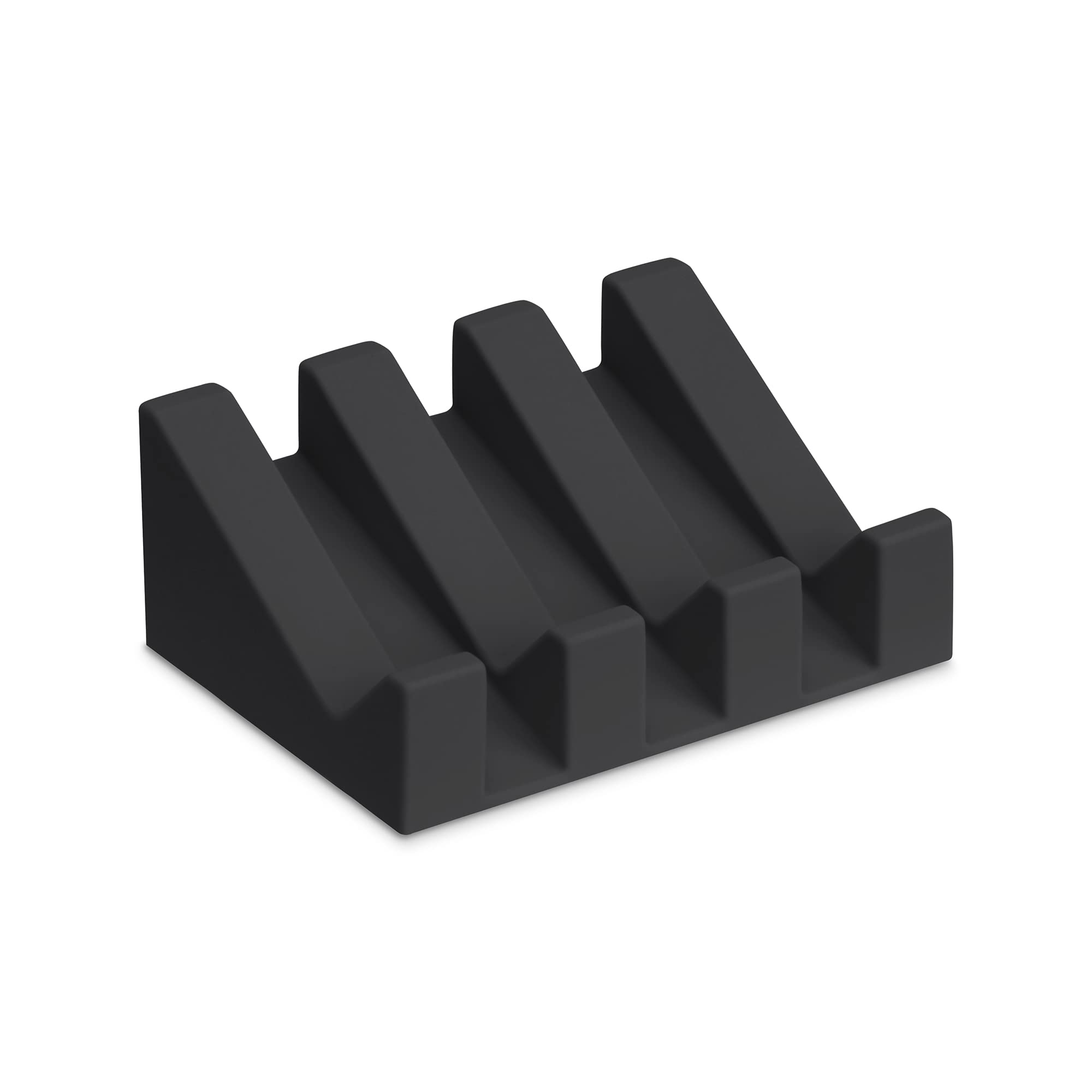 Silicone Soap Dish with Drainage - Soap Dishes for Bathroom, Shower, Kitchen, Travel – Self Draining Easy Cleaning Tray Holder Saver (Black)