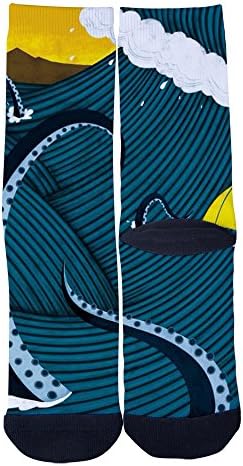 EveninSky Men's Women's Custom Marine Adventure Socks Creative Casual Crew Socks Black
