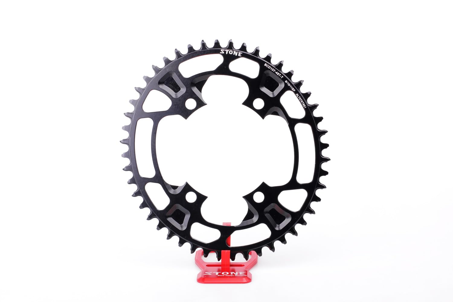 Stone Round/Oval Single Plate 107 BCD Compatible with SRAM Force AXS Gravel Road Road CNC Aluminum 7075-T651 4 Arms 38T | 40T | 42T | 44T | 46T | 48T | (Oval,46T)