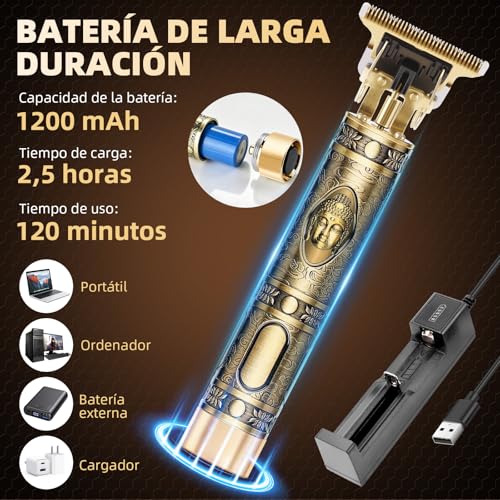 Maquina Para Cortar Cabello, Salandens Cortapelos De Precisión Recargable, Rasuradoras Para Hombre Con 4 Peines Guíacarga Usb (ESTILO 1)