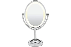 Conair Lighted Makeup Mirror, LED Vanity Mirror, 1X/7X Magnifying Mirror, Double Sided, Corded in Polished Chrome