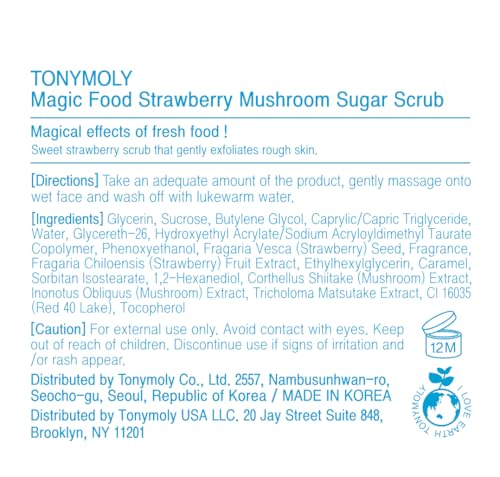 TONYMOLY MAGIC FOOD STRAWBERRY MUSHROOM SUGAR SCRUB, 2.37 FL OZ