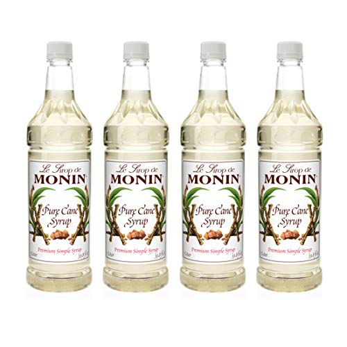 Monin Simple Syrup, Pure Cane, 33.8Ounce Plastic Bottles (Pack of 4