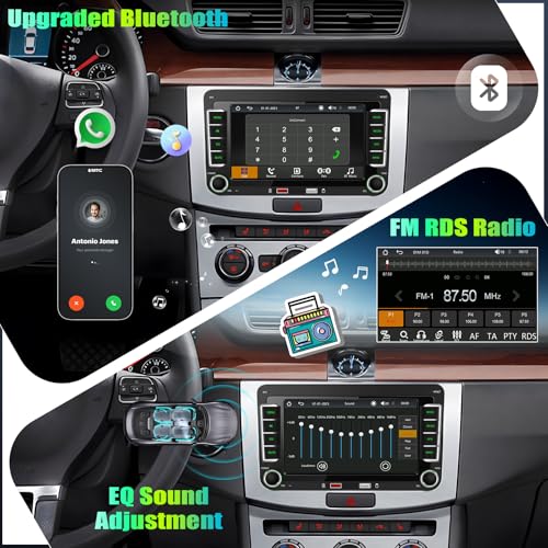 CAMECHO 7 Pulgadas CarPlay Autoradio para VW Golf 5/6 Polo Passat Seat Touran y Skoda Tiguan con Cámara Trasera, Radio Bluetooth con Inalámbrico Android Auto FM RDS Puertos USB Duales Sonido EQ