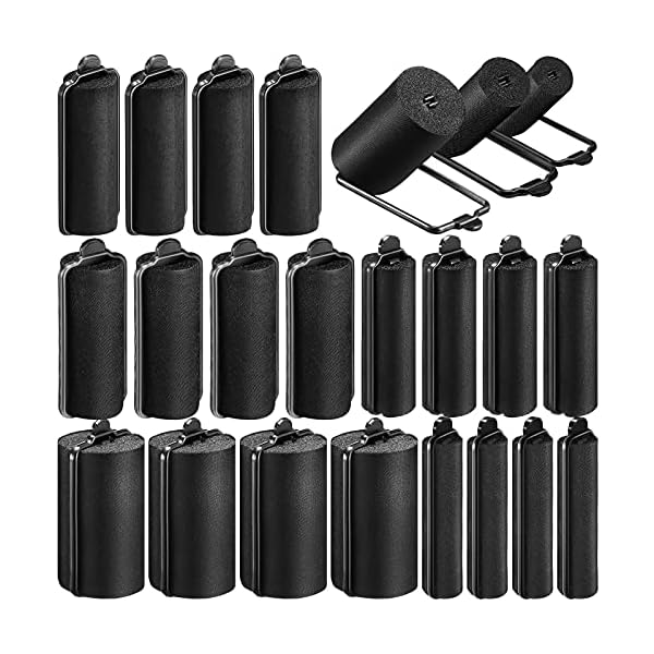 60 Pieces Satin Foam Sponge Hair Rollers Soft Foam Hair Styling Curlers Flexible Hairdressing Curlers Black Perm Rods…