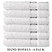 COTTON CRAFT Ultra Soft 6 Pack Hand Towels 16x28 White Weighs 6 Ounces Each - 100% Pure Ringspun Cotton - Luxurious Rayon Trim - Ideal for Everyday use - Easy Care Machine wash