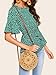 YOUNG-X Crossbody Round Straw Rattan Bags,Women Weave Handmade Chic Shoulder Bag Leather Straps Summer Beach Vacay (20x8cm, Natural Straw)