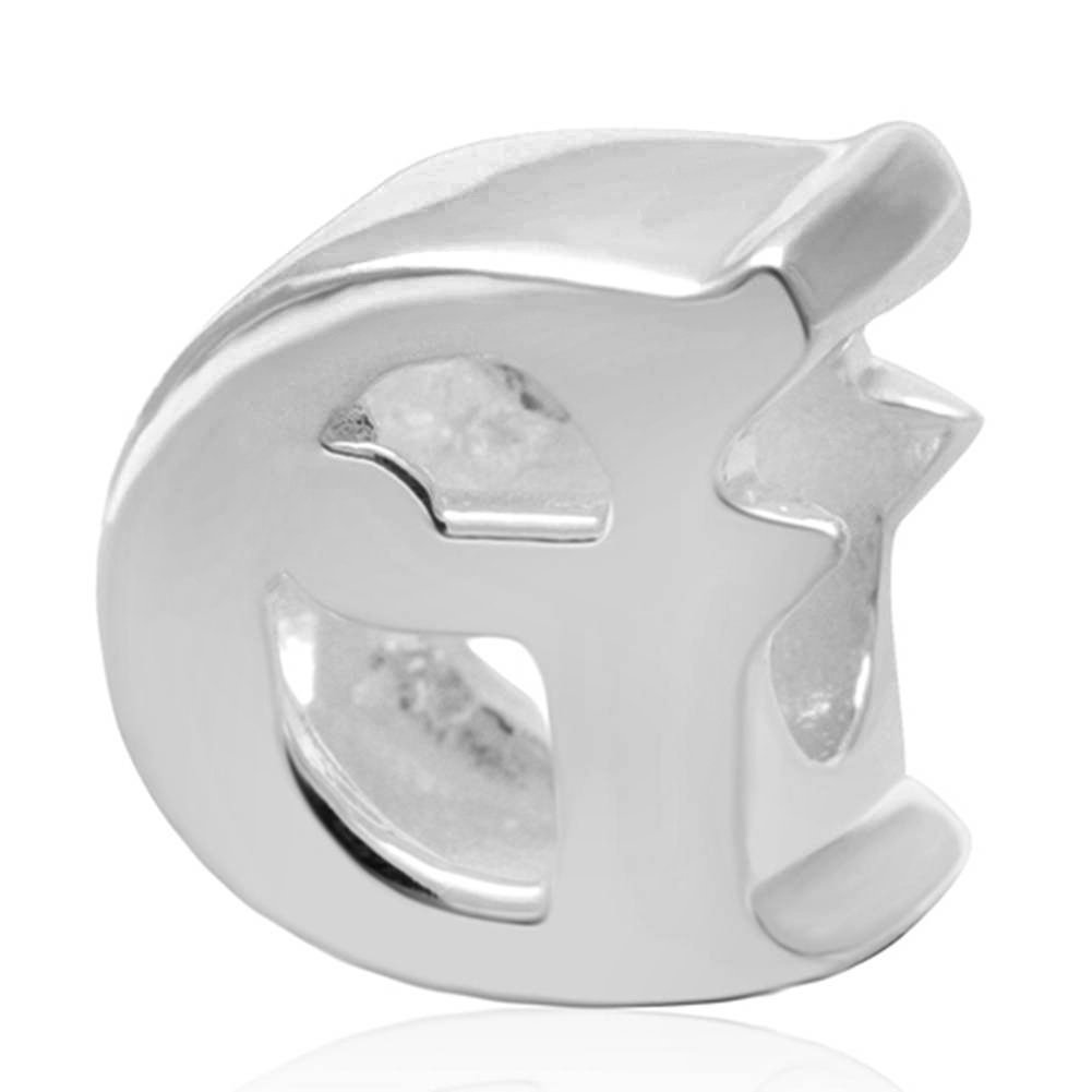 Alphabet Charms 925 Sterling Silver Beads Letter Initial G Charm Anniversary Charm Words Charm fits Pandora Charms Bracelet (G)
