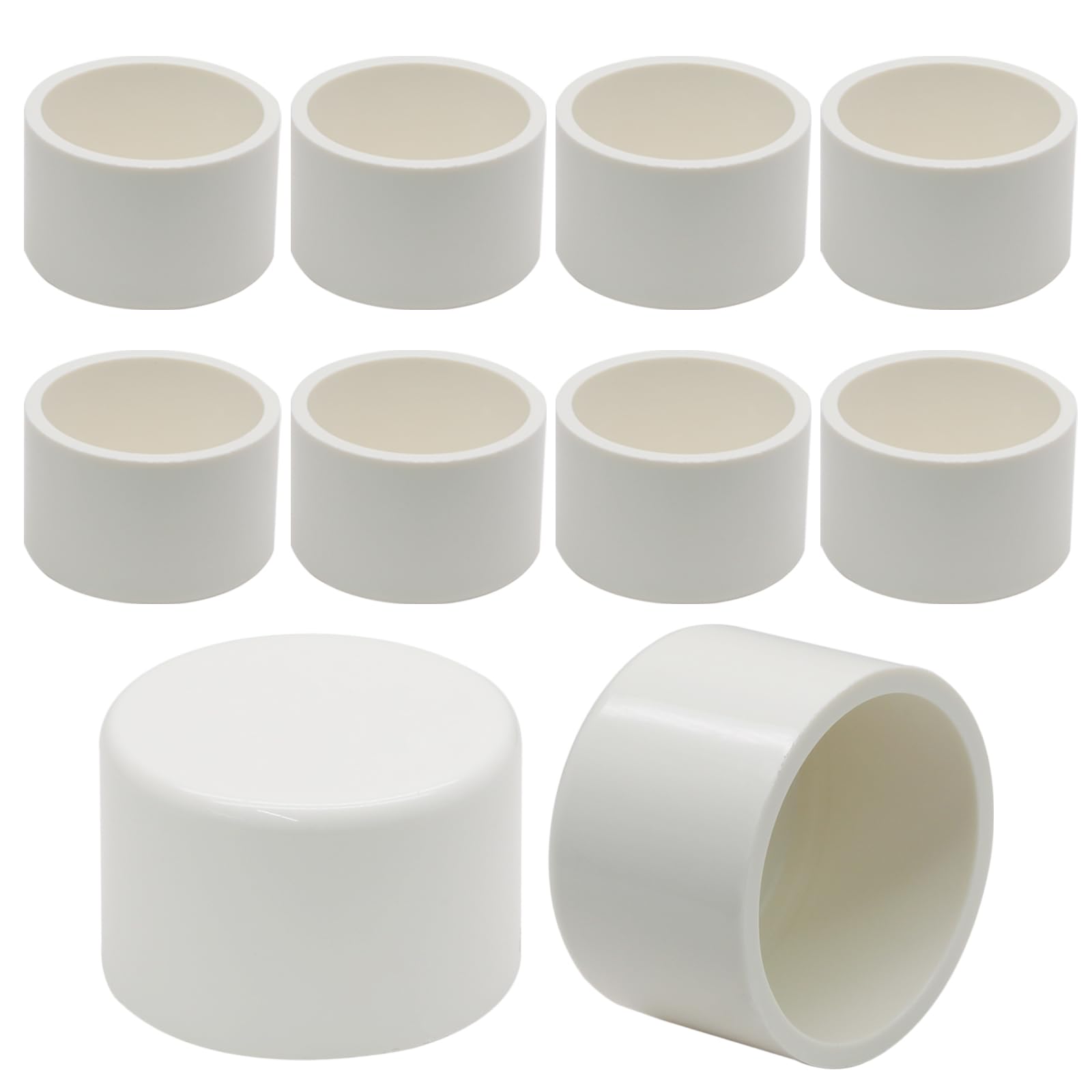 Photo 1 of PHITUODA 1-1/2" PVC Pipe End Cap Fitting, 10 Pcs PVC Pipe Plug Socket Fittings Furniture Grade PVC Fitting Connector for Build PVC Furniture DIY Garden Shelf
