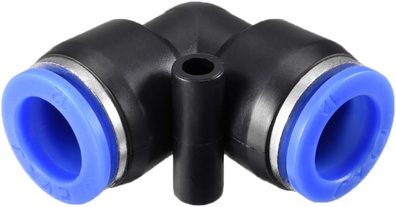 sourcing map Plastic Elbow Push to Connect Tube Fitting 12mm Tube OD Pneumatic Air Push Fit Lock Fitting Blue 5pcs