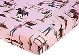 Western Cowgirl Fitted Crib Sheet for Baby and Toddler Bedding Sets by Sweet Jojo Designs - Cowgirl Horse Print