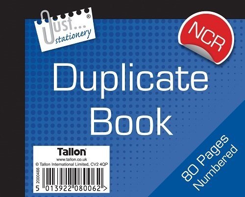 numbered duplicate receipt book half size - no carbon required (NCR)