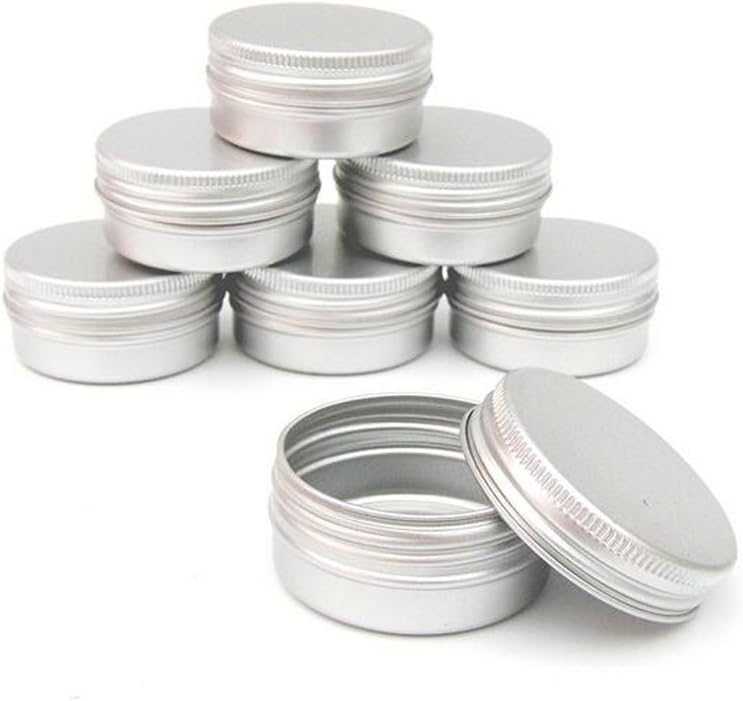 12Pcs 60g/2oz Jar Cosmetic Sample Aluminum Tins Empty Slip Slide Round Containers With Tight Sealed Twist Screwtop Cover Small Ounce for Lip Balm Make Up Eye Shadow Powder(Silver)