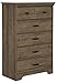 South Shore Versa Collection 5-Drawer Dresser, Weathered Oak with Antique Handles