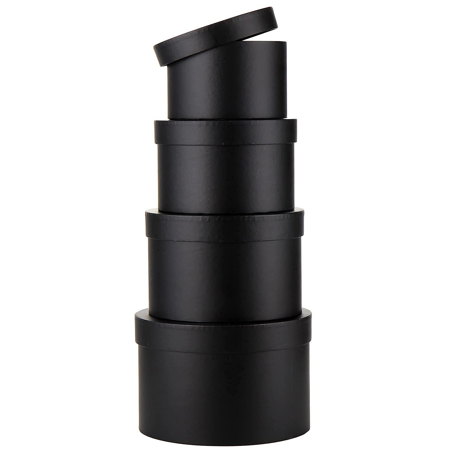 Oairse Gift Box with Lid Paper Gifts Jewelry Boxes Florist Hat Boxes Small Storage Box Set of 4 Assorted Sizes Decorative Cake Box for Gifts, Cake, Flowers, Crafting - Black