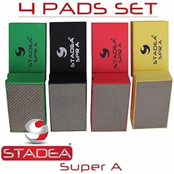 Stadea HPW107K Diamond Hand Polishing Pads - Glass Marble Concrete Stone Hand Polishing, 4 Pads Set