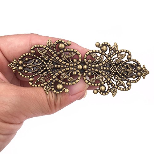 2PCS Retro Vintage Metal French Barrette Clip Hair Clasp Roses Bronze Accessories