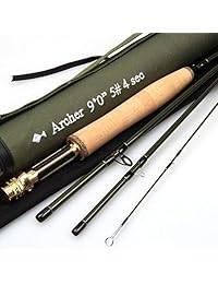 anglerdream Archer pesca con mosca Rod 4 secciones, 3 4 5 8 WT acción rápida verde oscuro   Caña de mosca grafito im 10 36T Fibra de Carbono   Caña de mosca CNC mecanizado dorado tubo de asiento de carrete con Cordura paño de aluminio