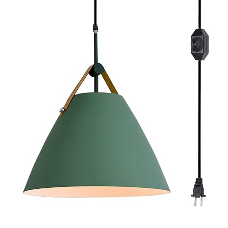 Kiven Dimmable White Cone Pendant Light 1 Light Plug In