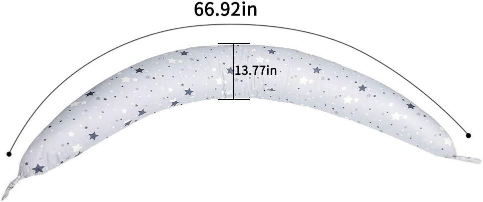 Pregnancy Pillow, U Shaped Pregnancy Pillow Set with Inner Cushion Reducing Discomfort for Gravida and Nursing Baby 100% Cotton Material Supporting Back, Belly, Legs and Hips (Grey-Stars): Kitchen & Dining