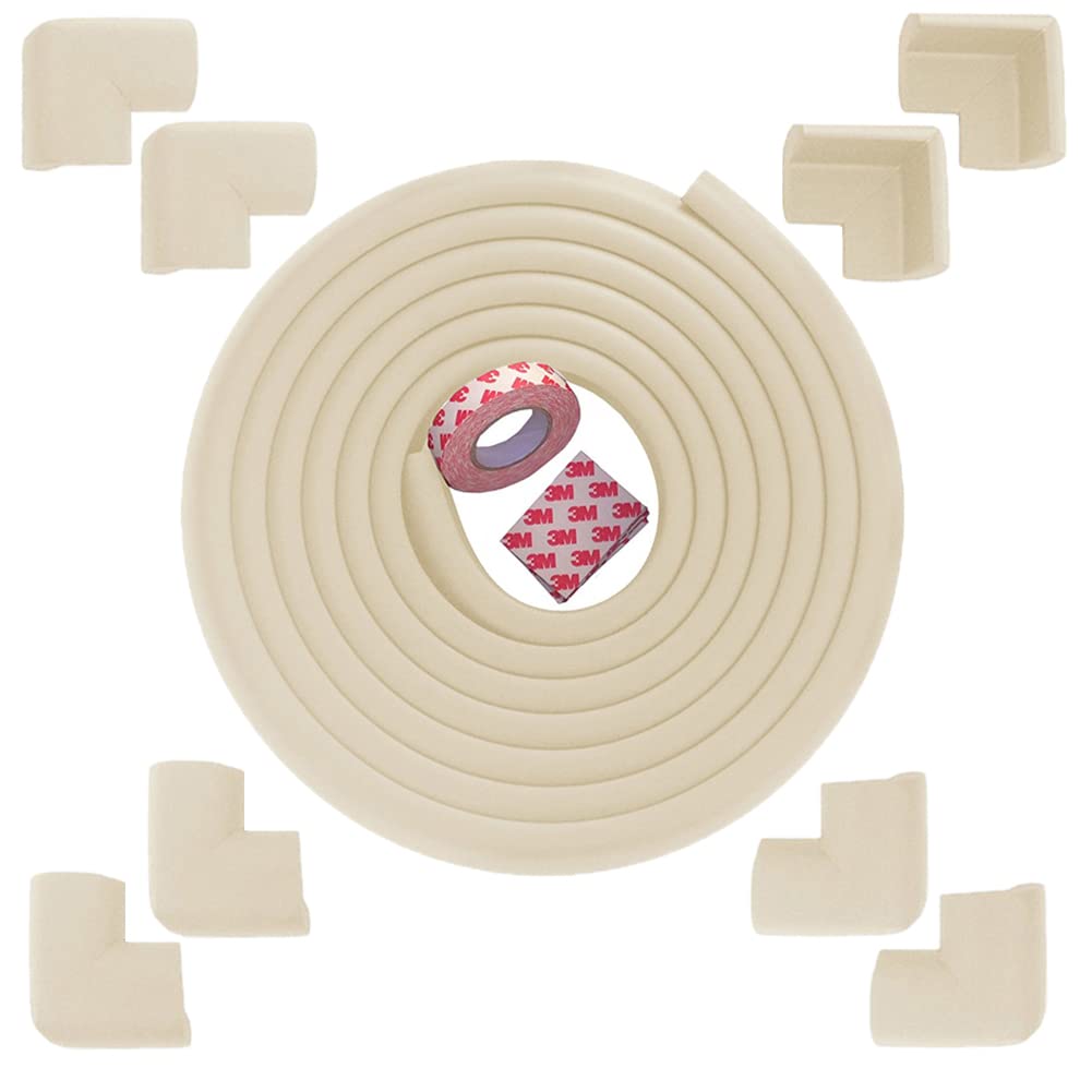 Fairy Baby Safety Baby Edge & Corner Guards Colorful Childproofing Protection(19.7ft Edge Guard+8 Corner Guards) (Cream-6M)