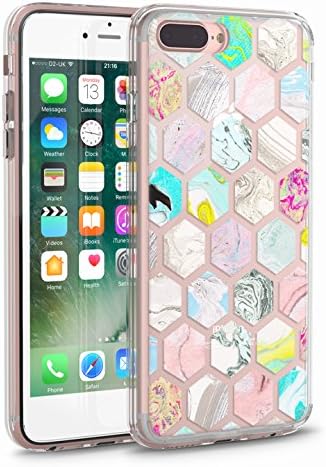 iPhone 8 Plus Case, Fashion iPhone 7 Plus Case, CASESOCIETY Marble Geometric Printed Colorful Clear Design Plastic Hard Slim Case with TPU Bumper Rubber for Apple iPhone 7 Plus and 8 Plus (5.5 Inch)