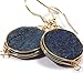 Natural Stone Wire Wrap Dangle Drop Earrings Gold Plated 925 Sterling Silver Hook/Lapis Lazuli Round 16mm