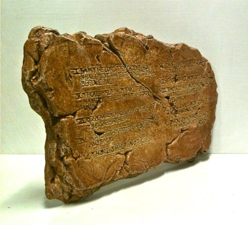 Religious Cast Stone Ten Commandments Garden Plaque Decorative Christmas Gift Terracotta Finish