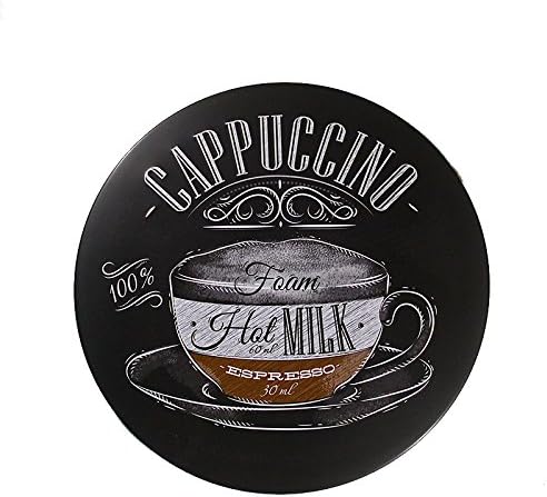 T-ray French shabby chic ART wall plaque CAPPUCCINO Coffee Metal Novelty Round Circular Sign