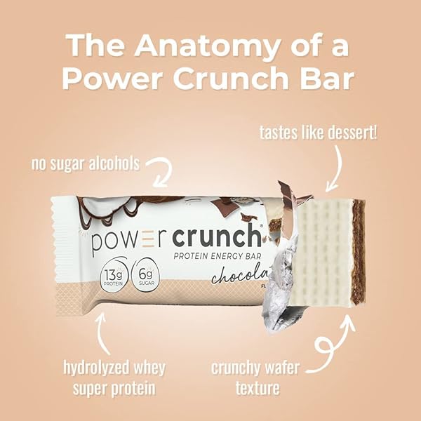 POWER CRUNCH PROTEIN WAFER BARS, HIGH PROTEIN SNACKS WITH DELICIOUS TASTE, CHOCOLATE COCONUT, 1.4 OUNCE (12 COUNT)